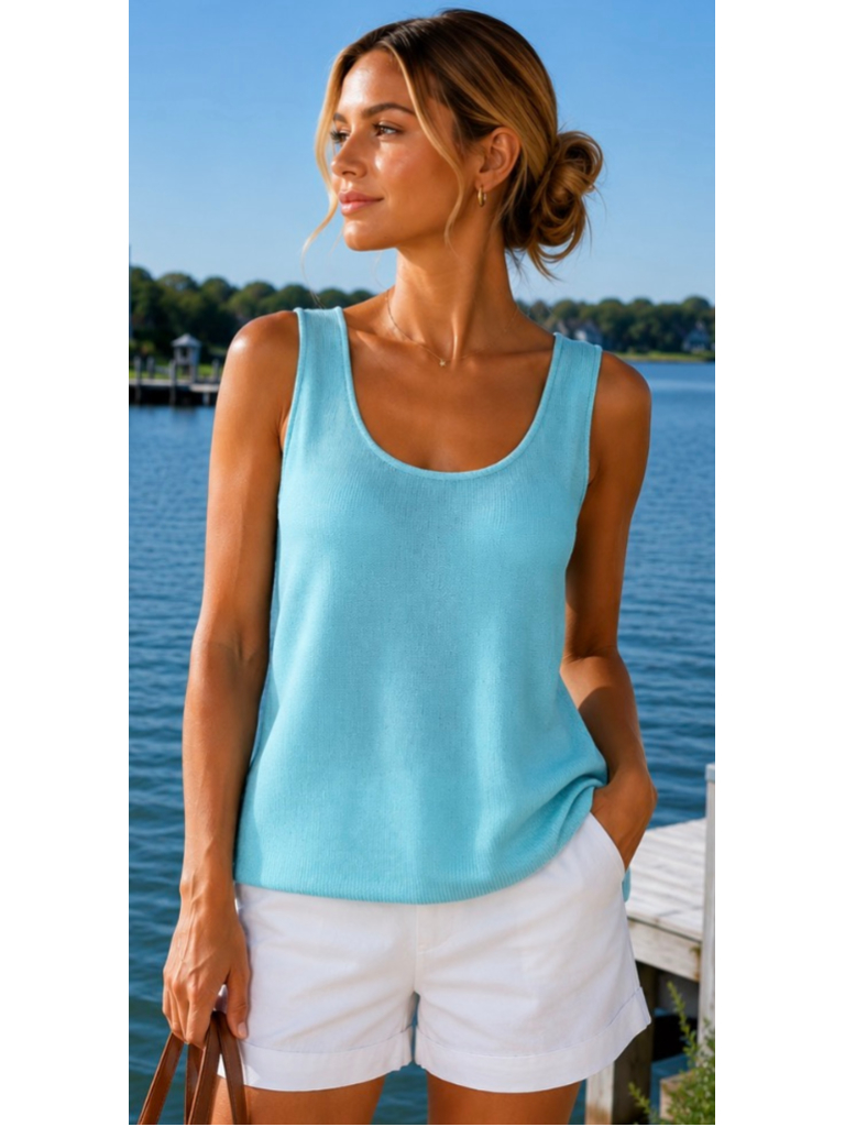 Women's St. John Turquoise Knit Tank Top M